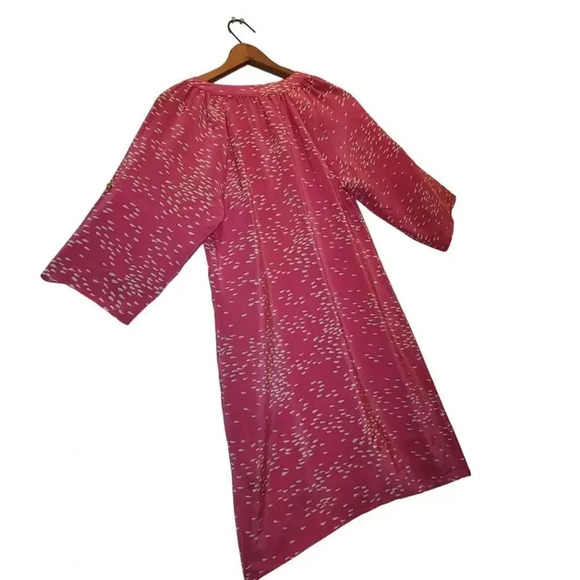 Twelfth Street by Cynthia Vincent Dress Size Small Pink White Fish Patterns Silk - Picture 3 of 10